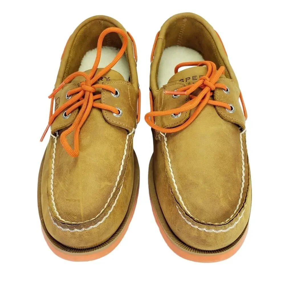 Sperry Authentic Original 2-Eye Boat Shoes Size 11.5 Tan/Orange