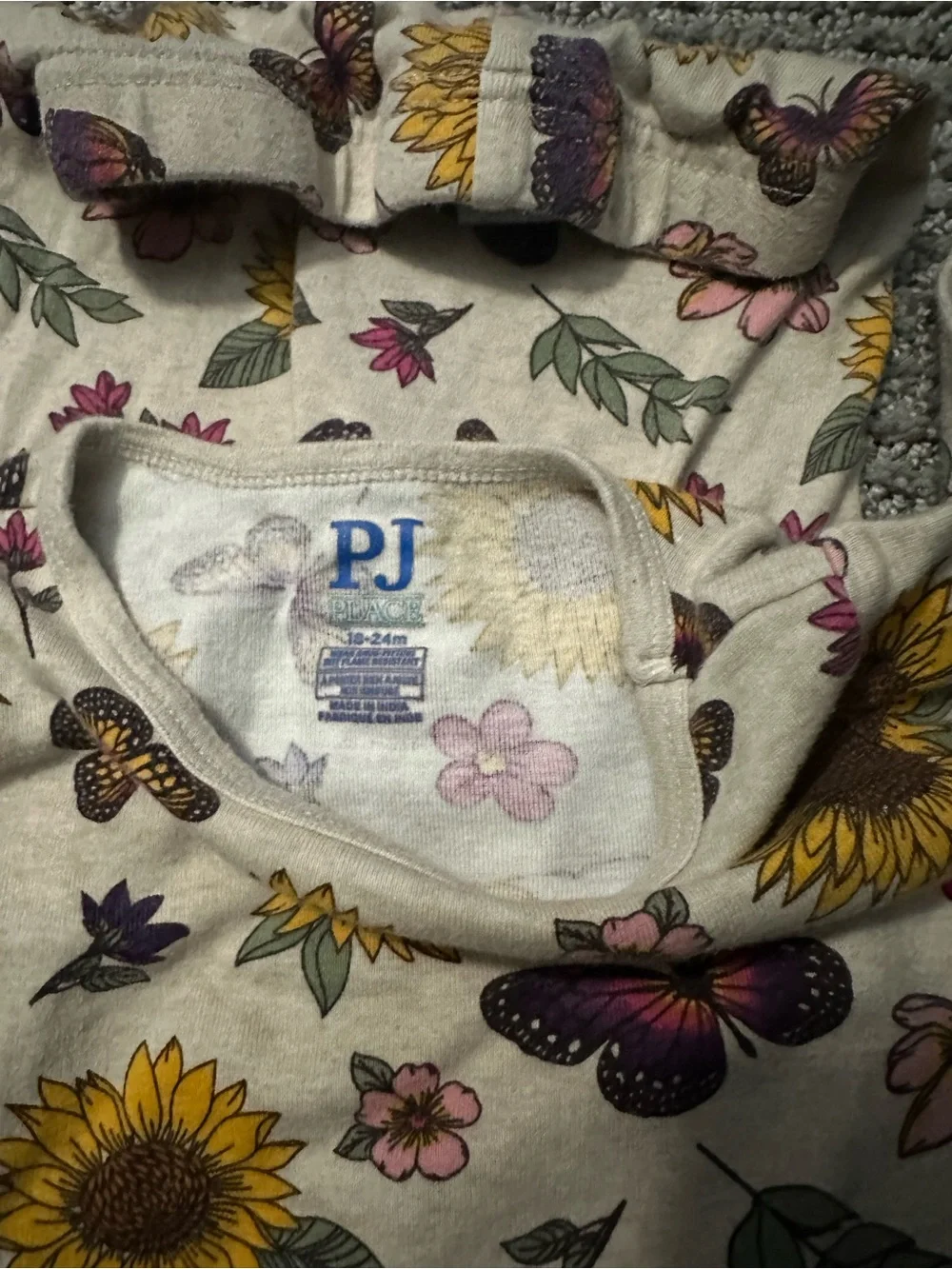 Kids Sunflower & Butterfly Pajama Set