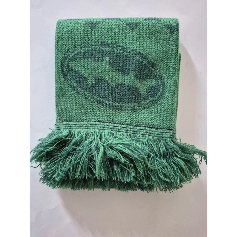 Dogfish Head Craft Brewery Knit Scarf Green Shark Logo Winter Fringe Beer Merch