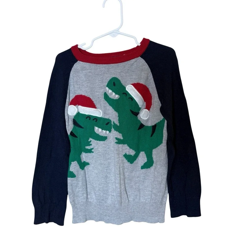The‎ Children's Place Merry Rex-Mas Christmas Sweater 5T Dinosaur Holiday Party