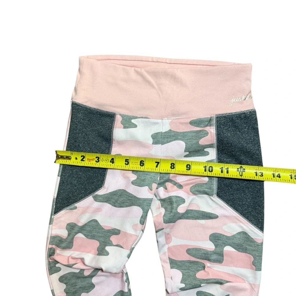 Justice Girls Pink Green Camo Leggings Activewear Size 10