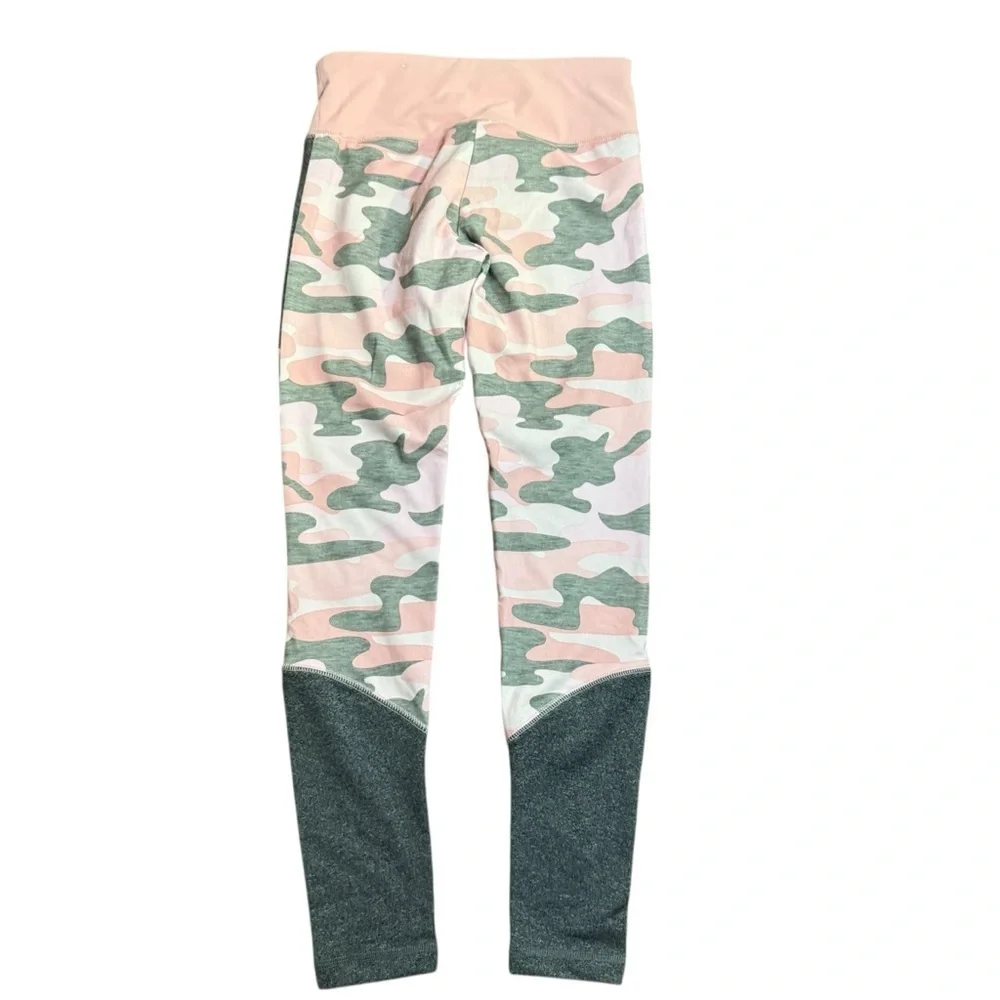 Justice Girls Pink Green Camo Leggings Activewear Size 10