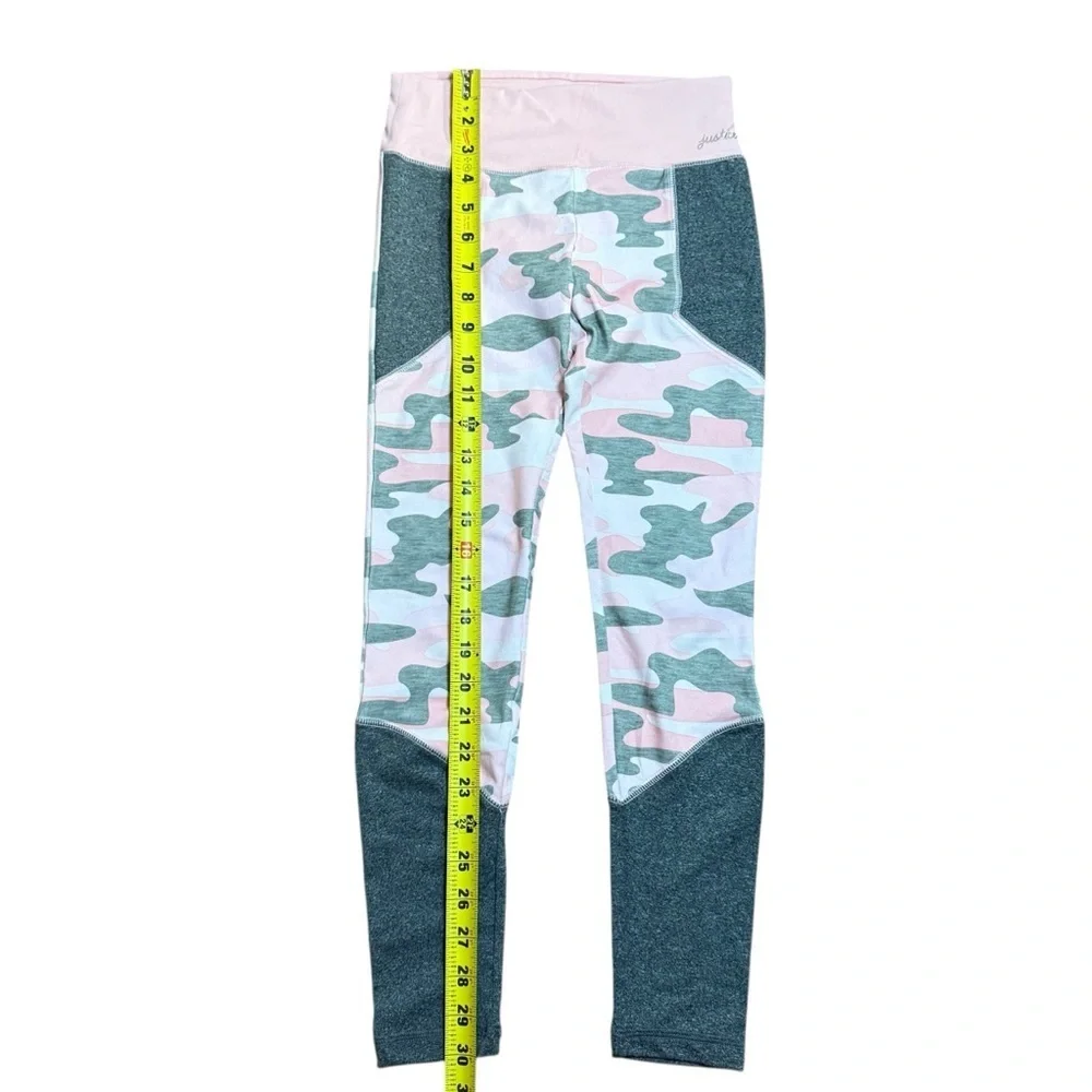 Justice Girls Pink Green Camo Leggings Activewear Size 10