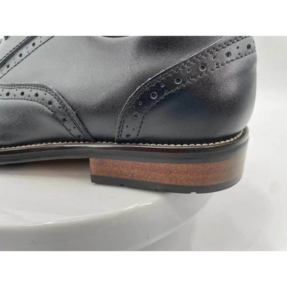 Steve Madden Eddee2 Oxford Mens 13 Black Leather Wingtip Brogue Dress Shoe