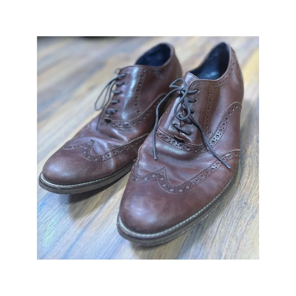 Cole Haan Nike Air Wingtip Oxford Shoes Men 11.5 Brown Leather Brogue