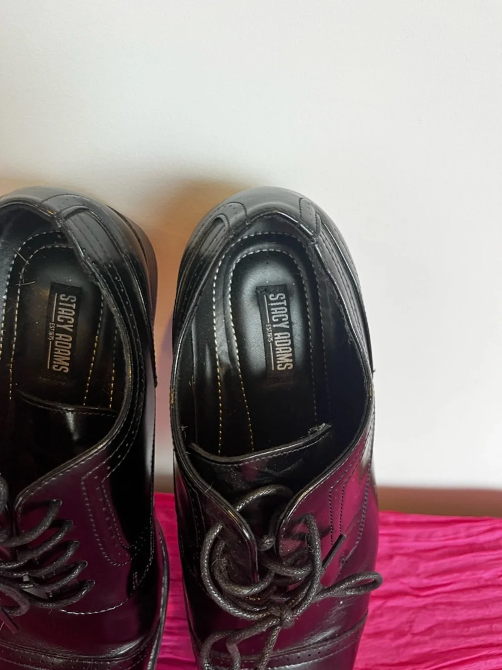 Stacy Adams Black Leather Cap-Toe Derby Oxfords