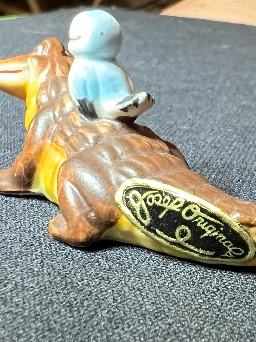 Ceramic Small Pets Figurine - Brown & Cream Bird Accent