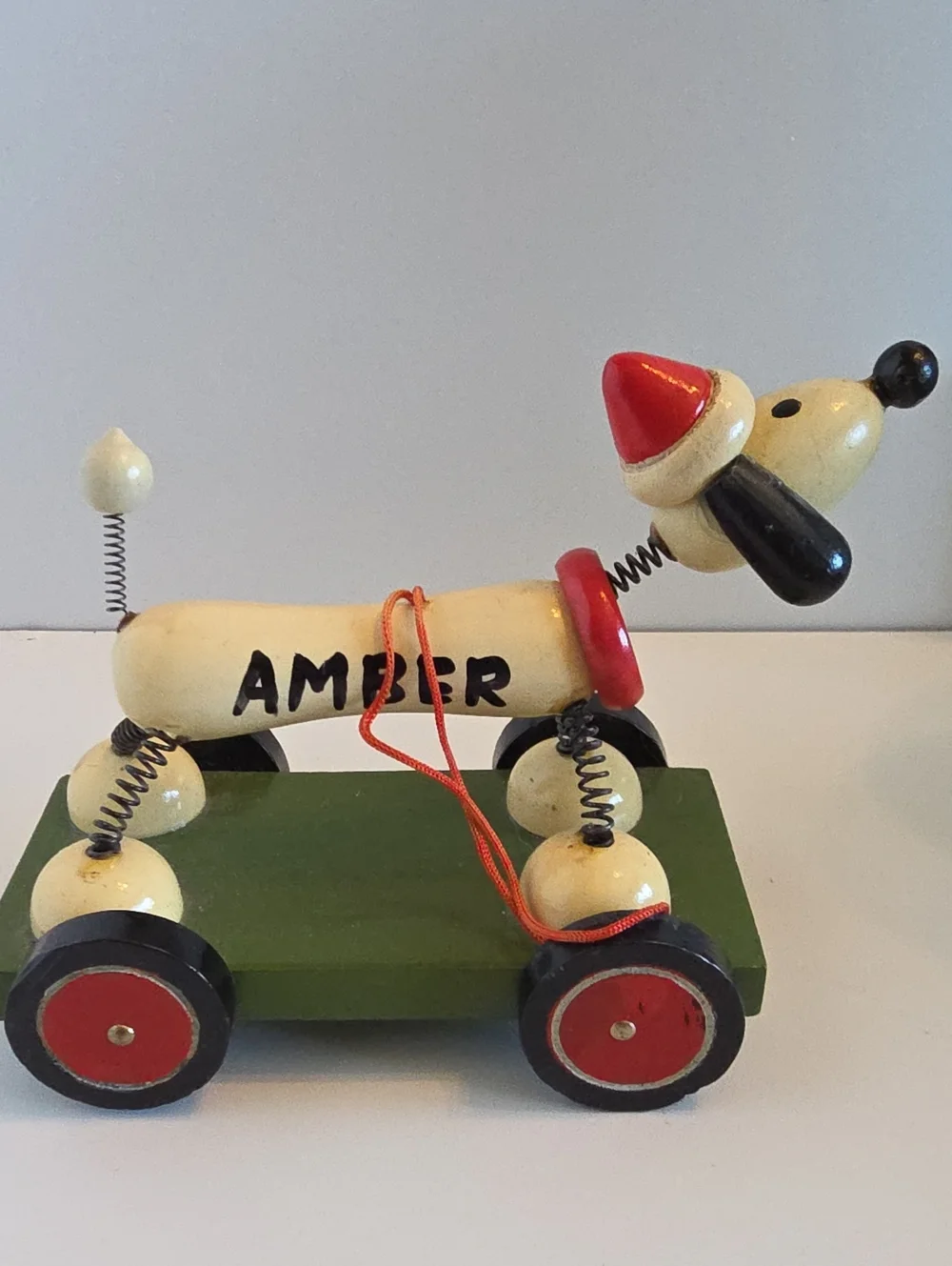 Vintage Pull Toy Dog Personalized 