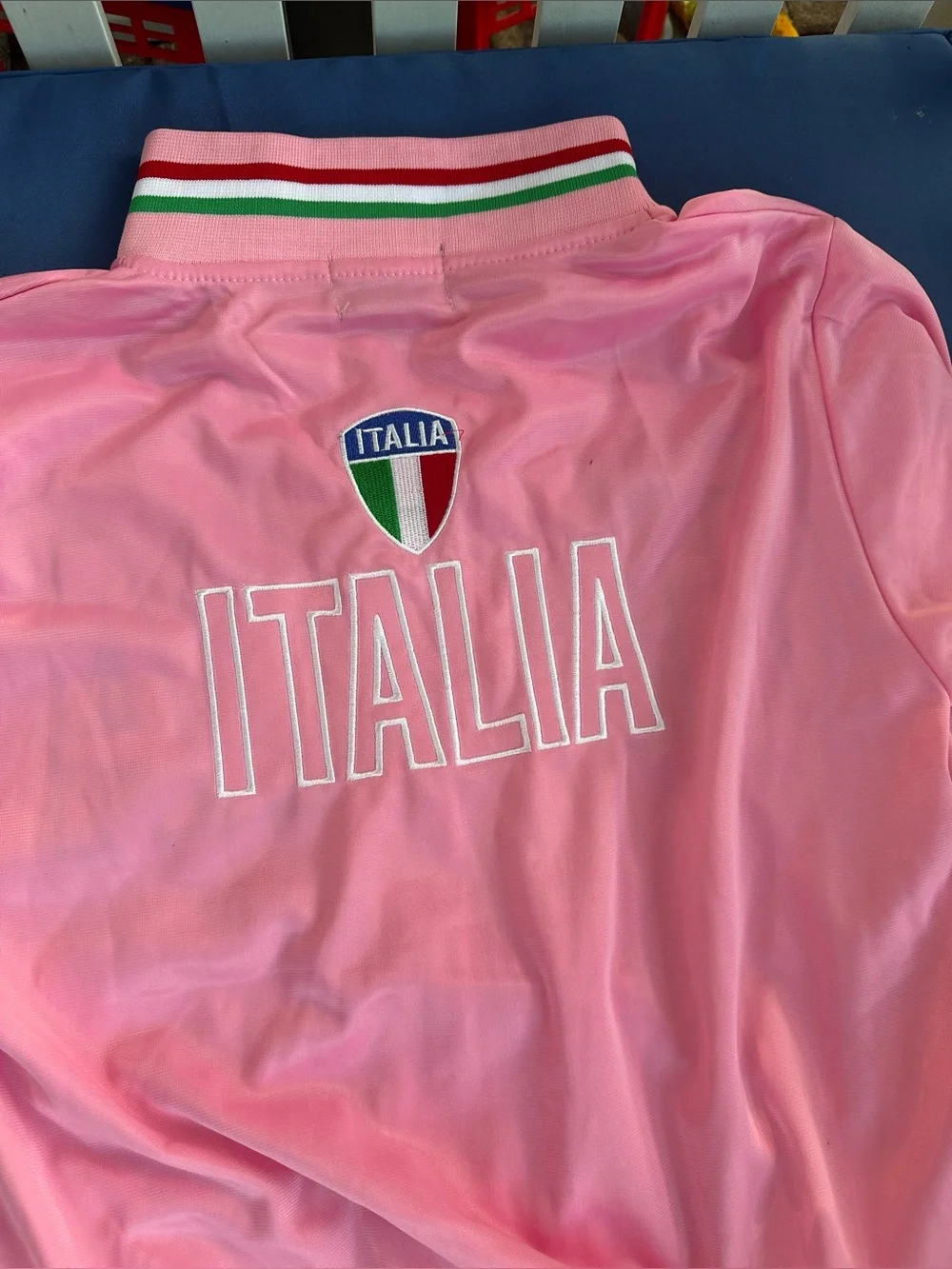 Violare Size M Italia Kids Pink Track Jacket with Flag Trim