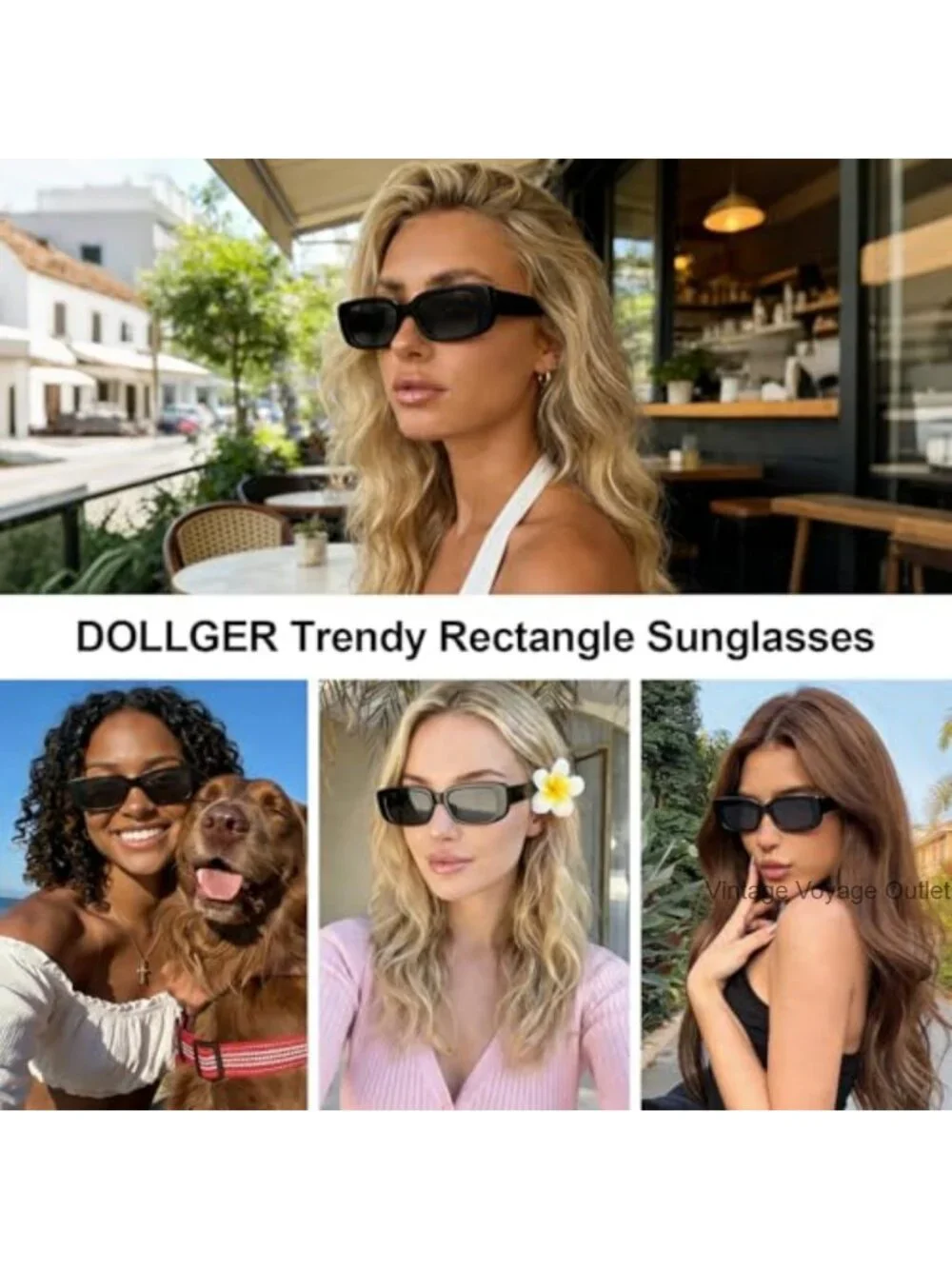 Retro Rectangle Sunglasses UV400 Polarized Small Chunky Frame for Women Men