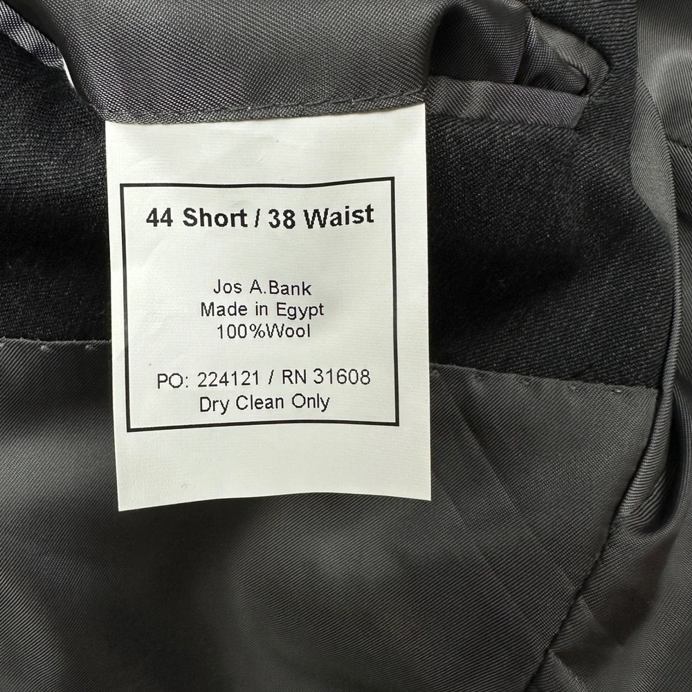 Jos A Bank Signature Collection Wool Blazer Charcoal Gray Sport Coat Mens 44S