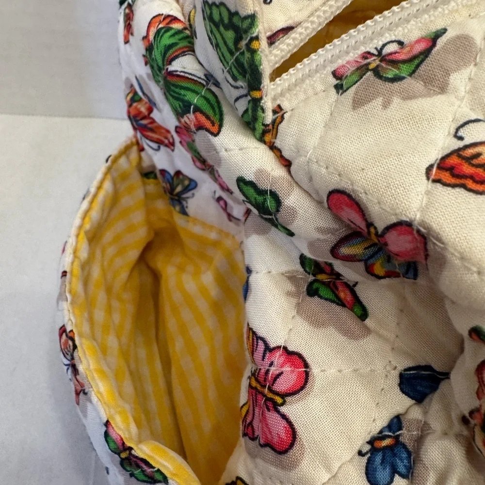 Quilted Cotton Duffle Bag with Coin Purse. Butterfly Garden Motif