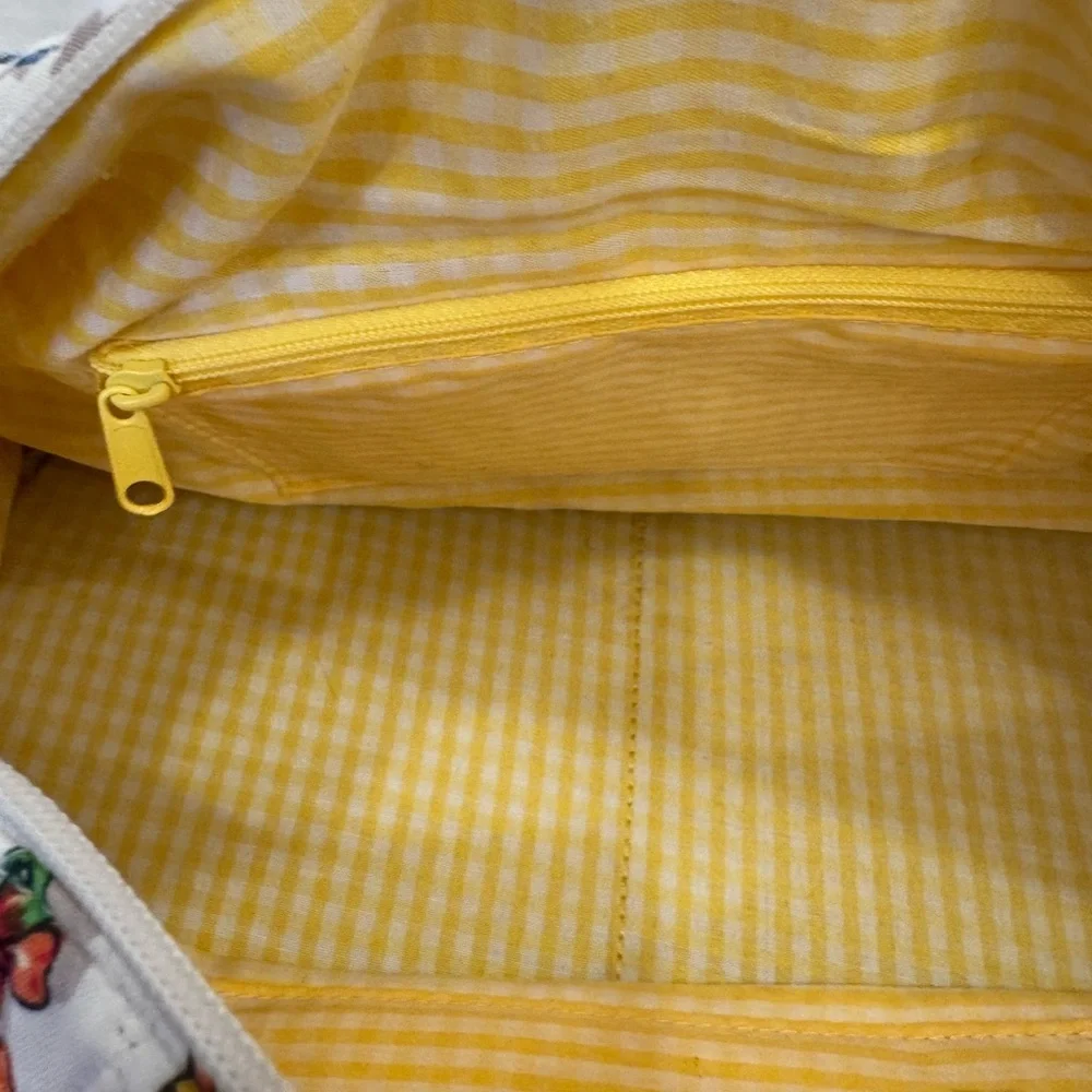 Quilted Cotton Duffle Bag with Coin Purse. Butterfly Garden Motif