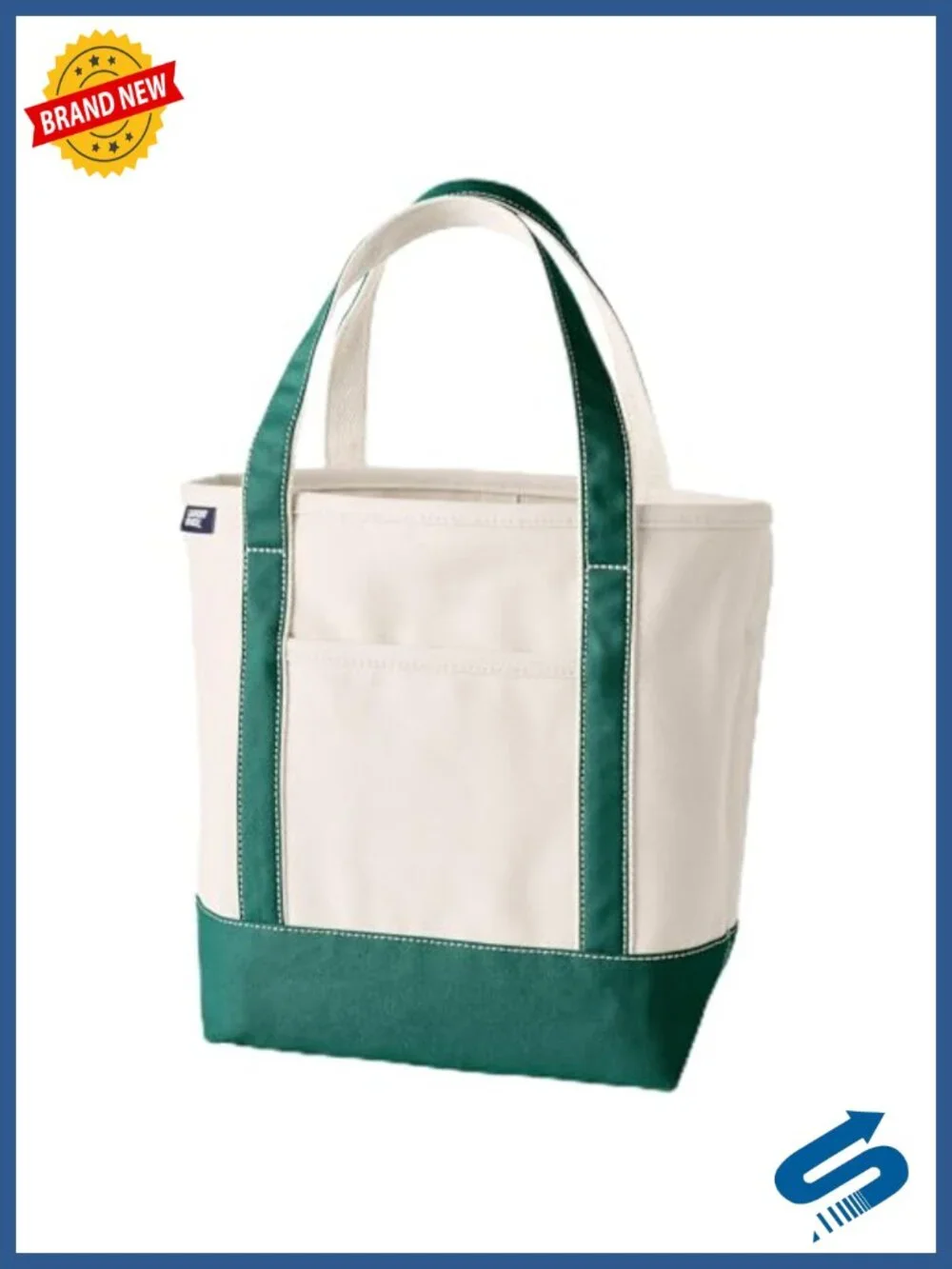 Lands' End Open Top Canvas Tote Bag Medium Regular Handle