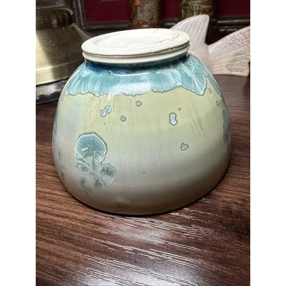 Vintage Loi Quebec Crystalline Glaze Pottery Bowl Canadian Studio Art 3.75” D