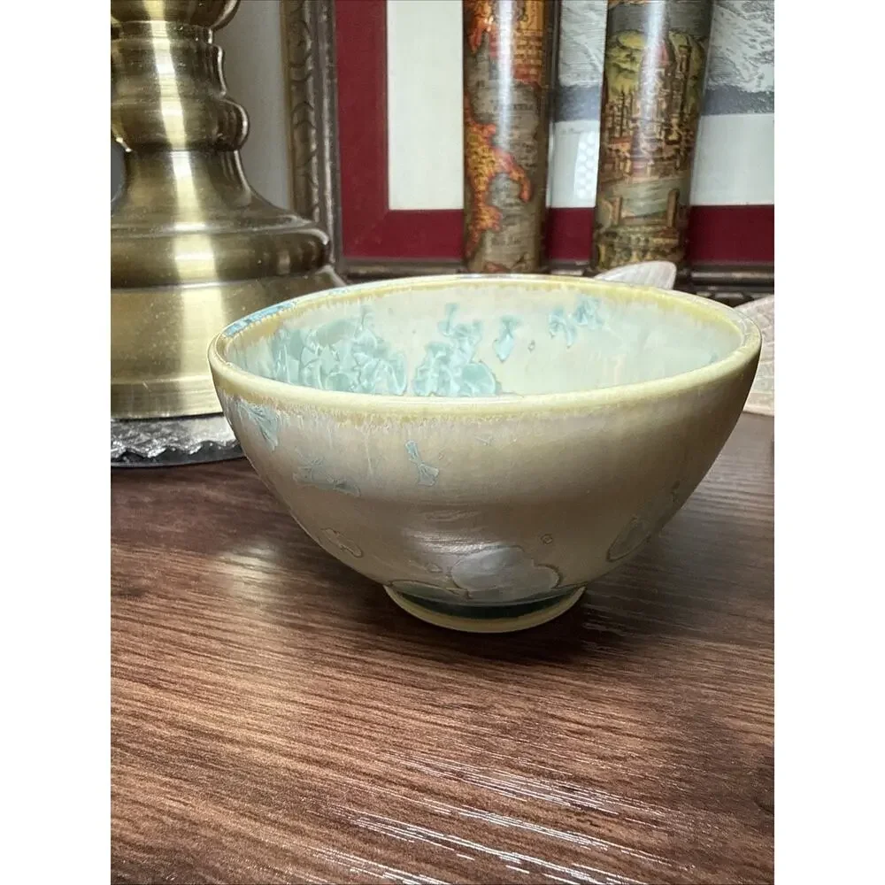 Vintage Loi Quebec Crystalline Glaze Pottery Bowl Canadian Studio Art 3.75” D