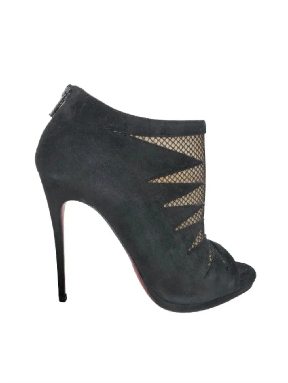 Christian Louboutin Disorder 120 Black Suede & Mesh Booties