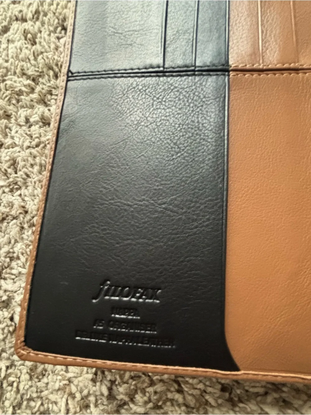 filoFAX Tan Black Leather-Style Organizer nappa leather mint nappa Italian