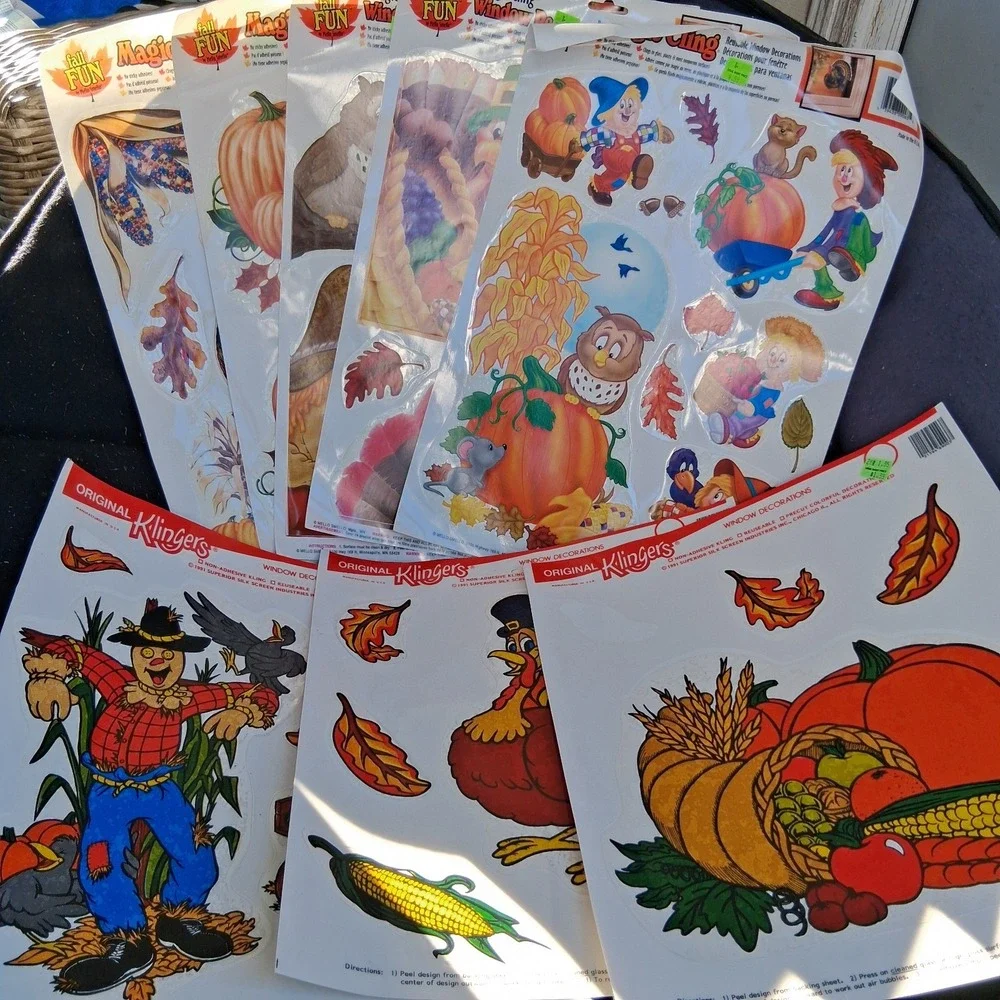 Vintage 90s NOS Fall Harvest Thanksgiving Klingers Mello Smello Magic Window...