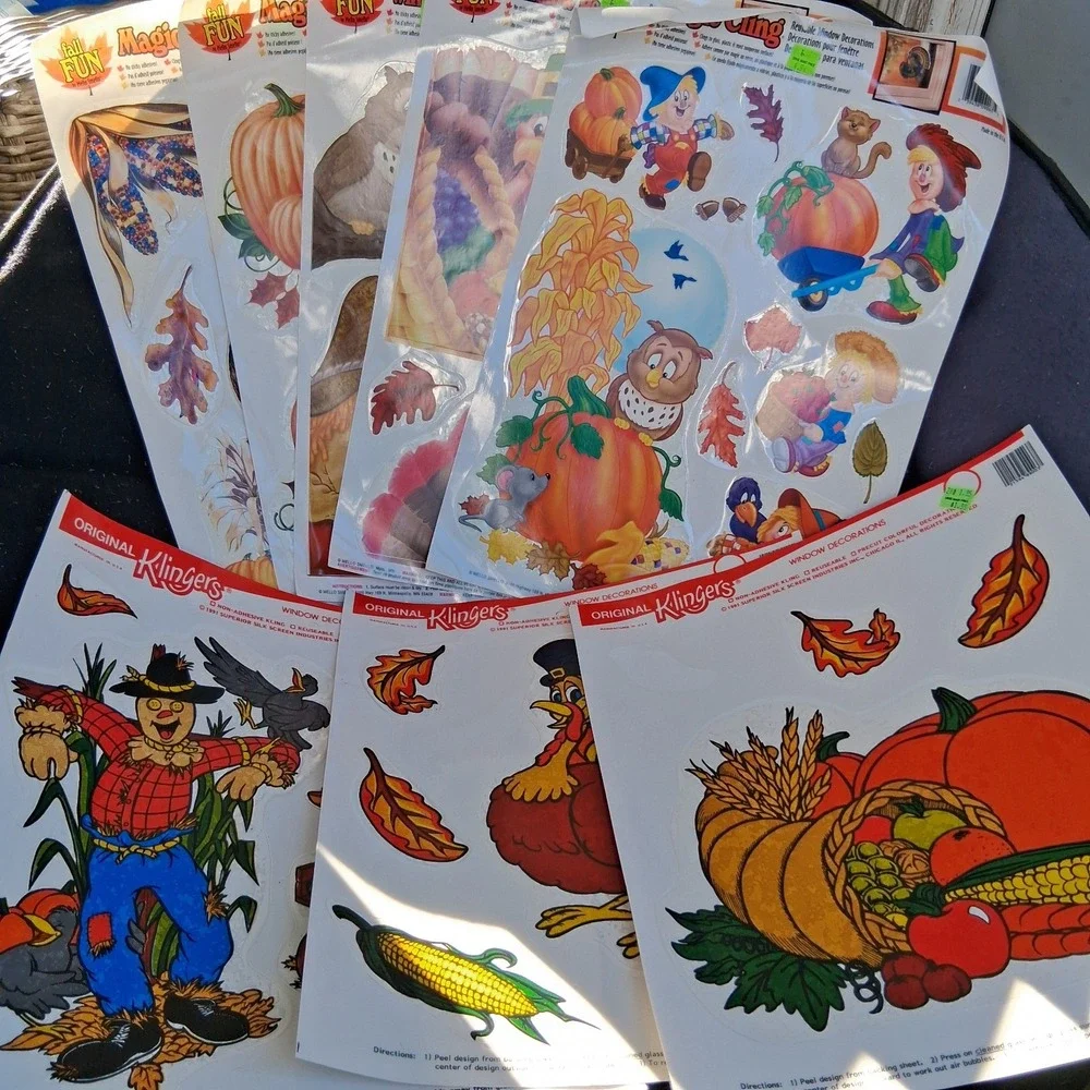 Vintage 90s NOS Fall Harvest Thanksgiving Klingers Mello Smello Magic Window...