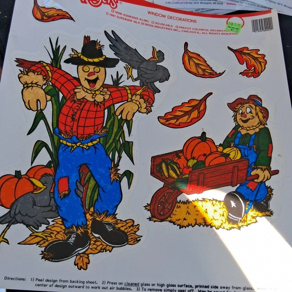Vintage 90s NOS Fall Harvest Thanksgiving Klingers Mello Smello Magic Window...