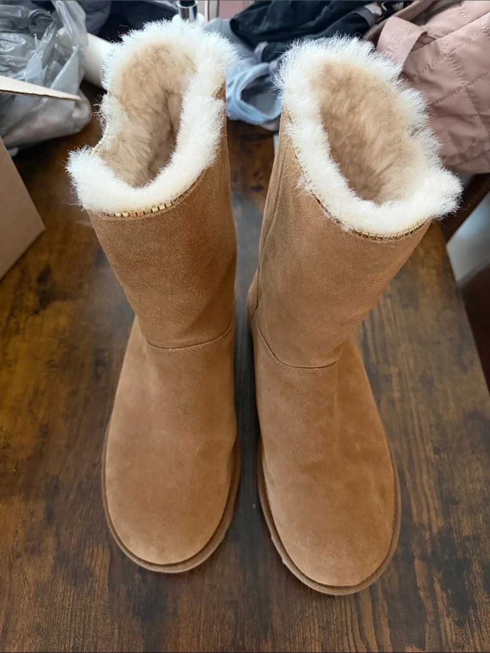 Chestnut sequin zip UGGs