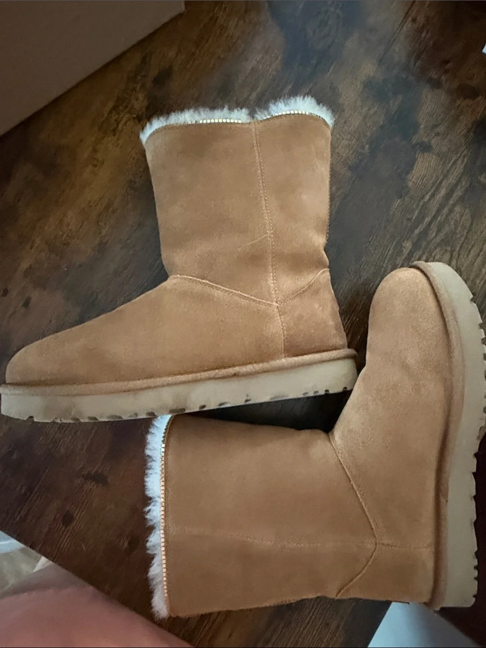Chestnut sequin zip UGGs