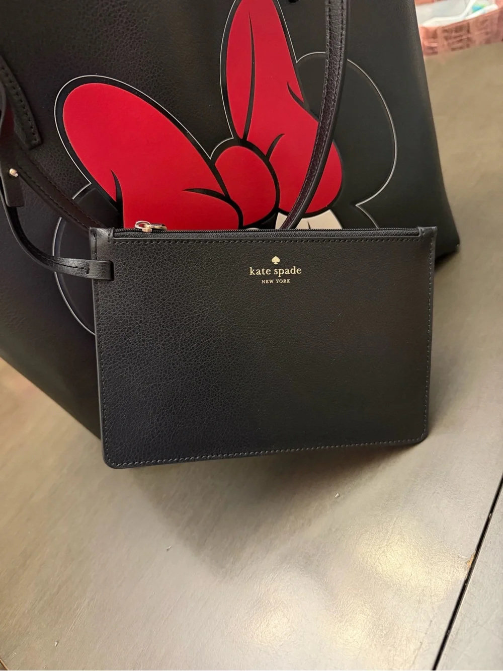 kate spade Black Tote with Red Bow Minnie Appliqué