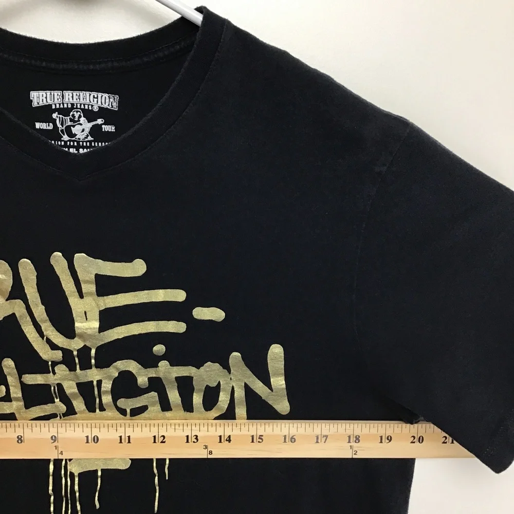 True Religion mens short sleeve spellout tee shirt medium