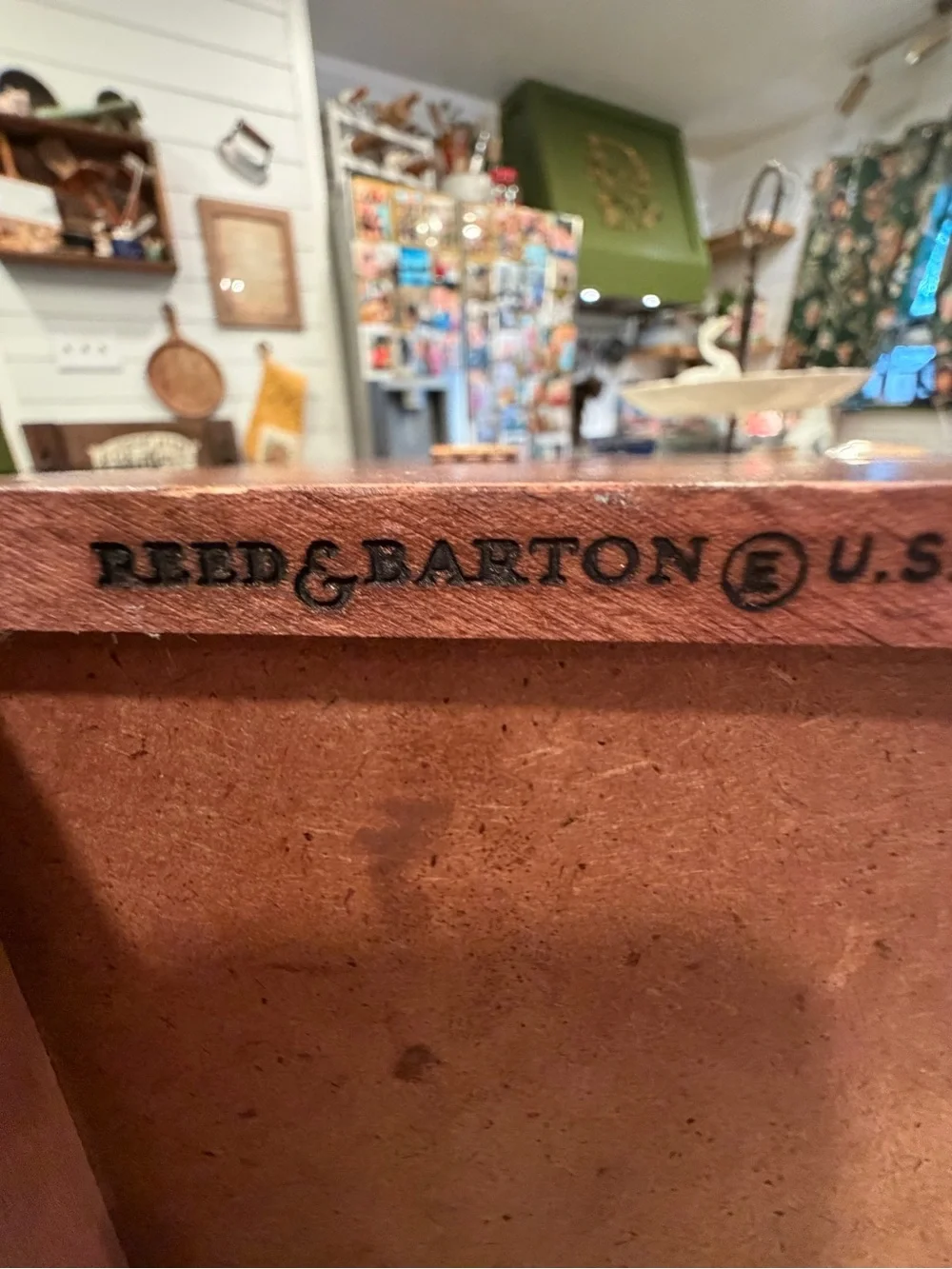 Reed & Barton Mahogany Finish Wooden Serving Box with Brass Plate