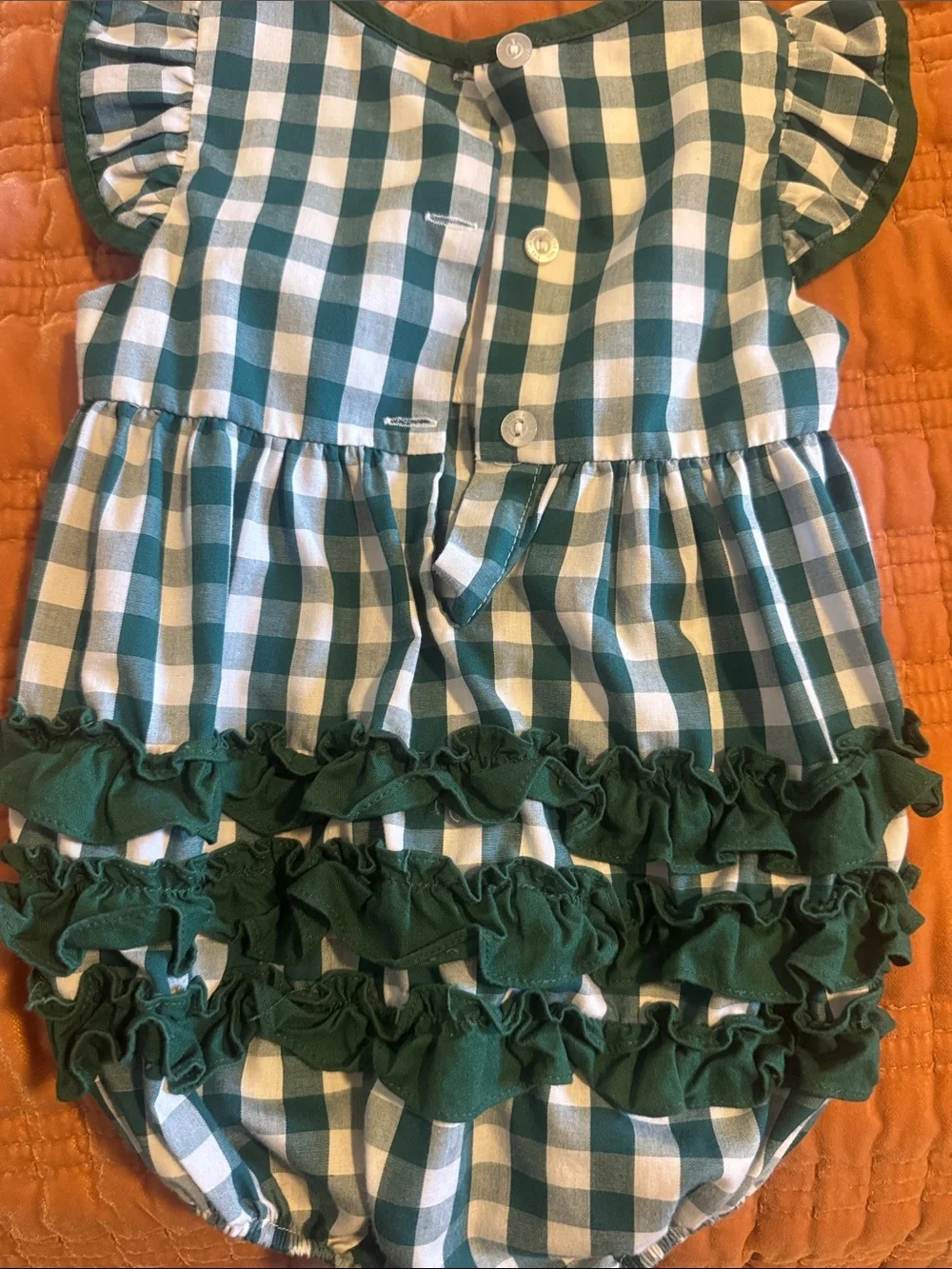 Baylor University Green Gingham Baby Romper