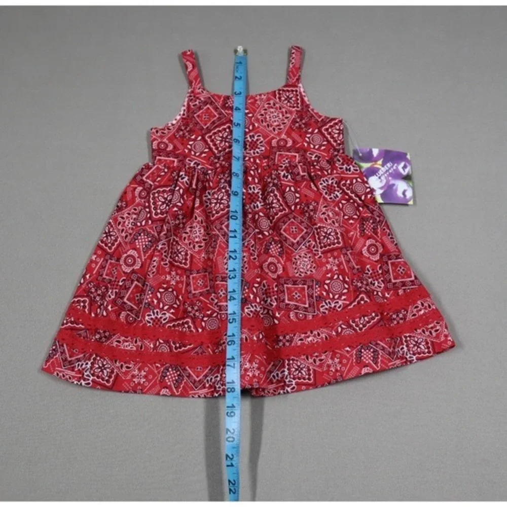 Blueberi Boulevard Baby Girls Bandana Sundress‎ with Gingham Trim - Red Bandana