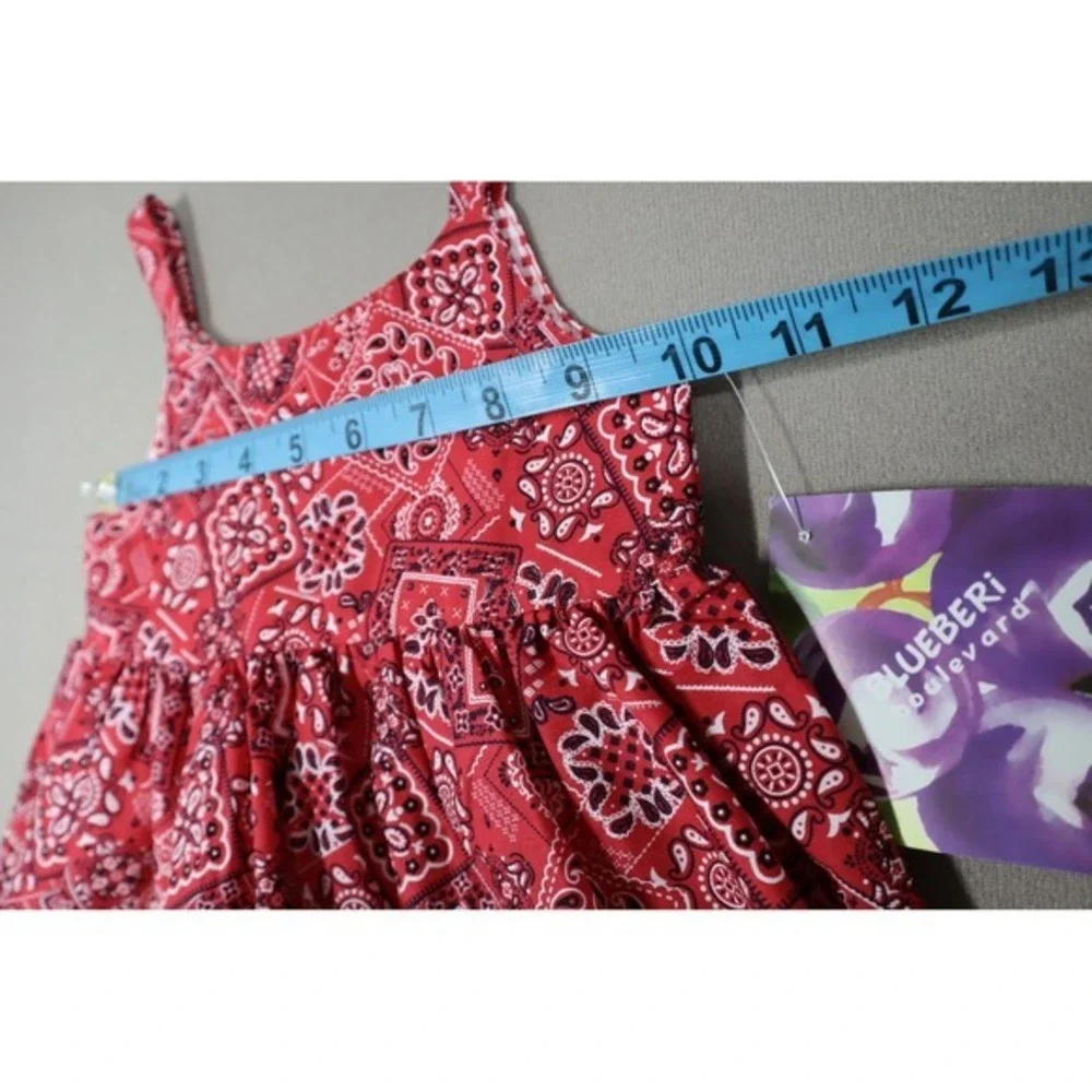 Blueberi Boulevard Baby Girls Bandana Sundress‎ with Gingham Trim - Red Bandana
