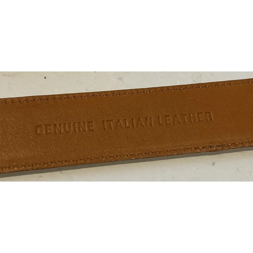 LAUREN by Ralph Lauren Italian Leather camel Belt Sz CLGold Logo Buckle Women