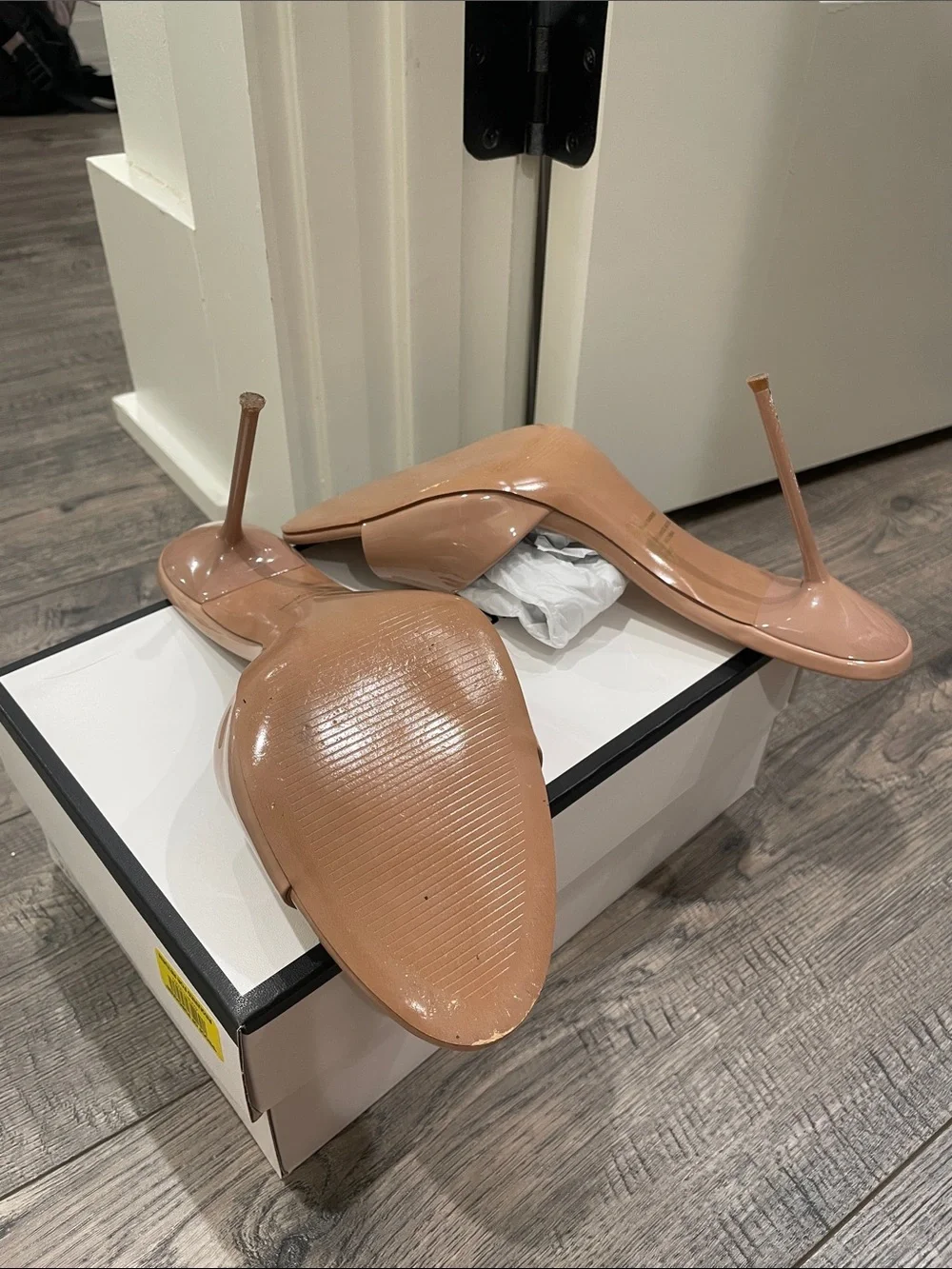 Steve Madden Nude Patent Stiletto Slide