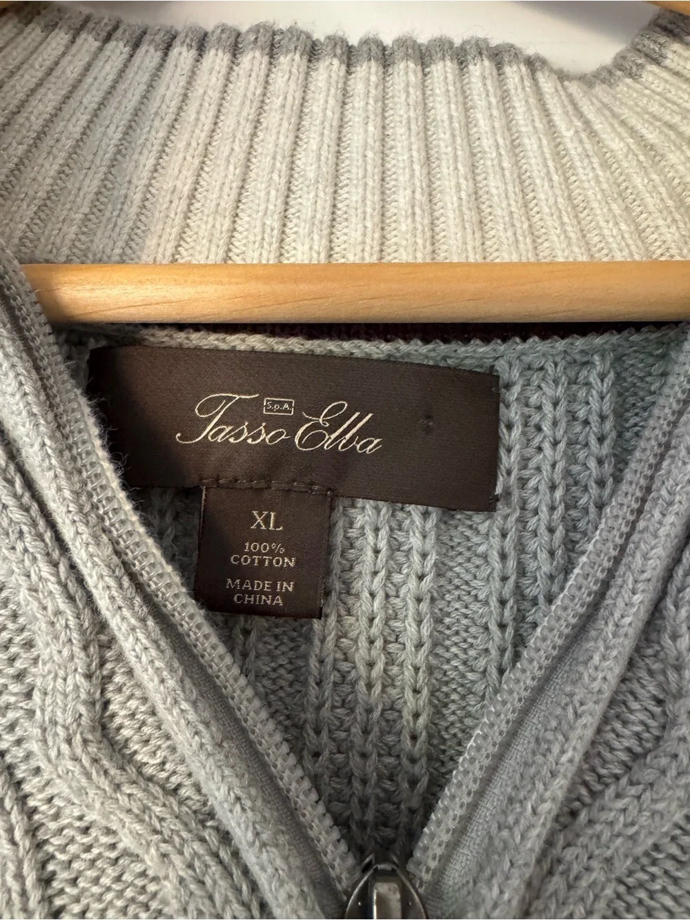 Like New Tasso Elba Cable-Knit Quarter-Zip Sweater - Gray