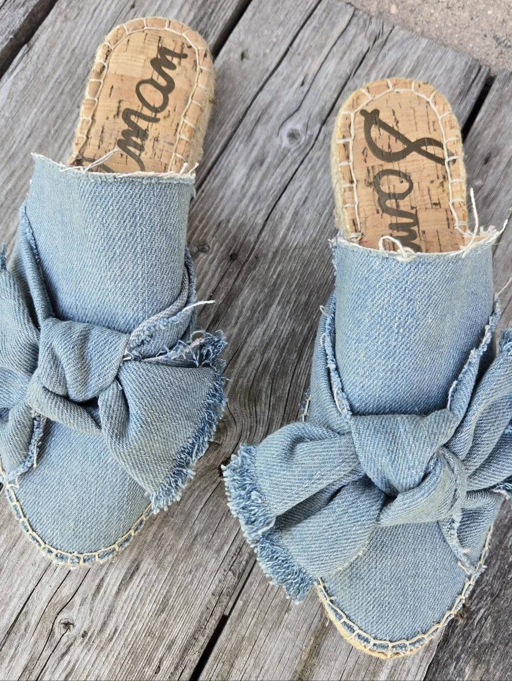 New Sam Edelman Denim Espedrilles 6.5 Open Back 