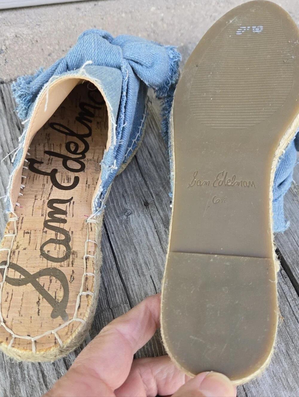New Sam Edelman Denim Espedrilles 6.5 Open Back 