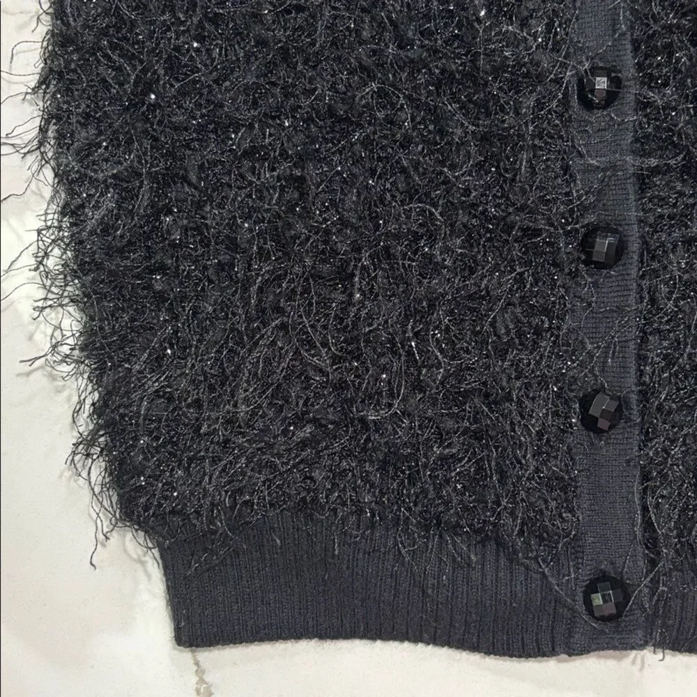 Justice | Black Button Down Fuzzy Girls Cardigan Sweater Size 8
