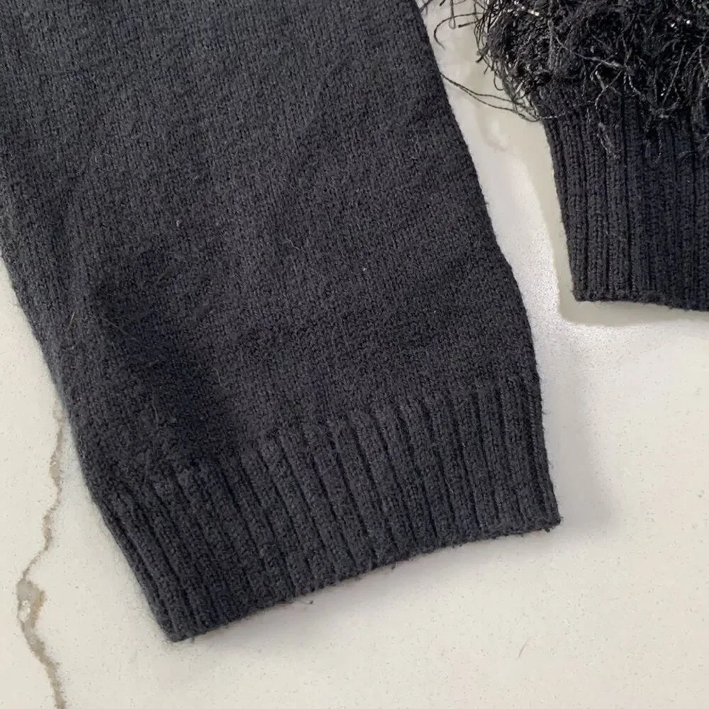 Justice | Black Button Down Fuzzy Girls Cardigan Sweater Size 8