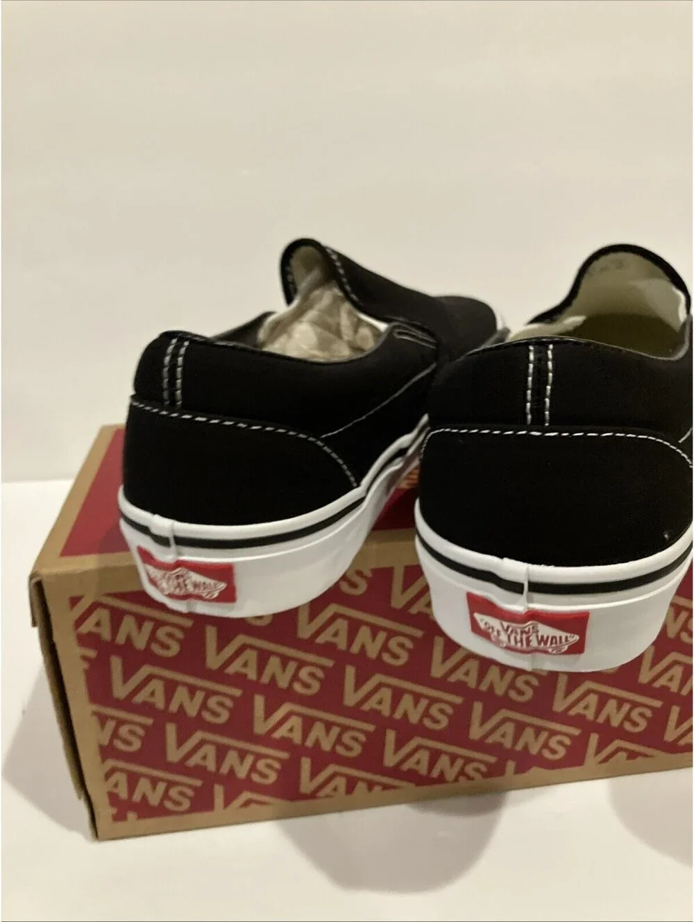 Vans Classic Slip On 'Black White' Canvas Shoes / VN000EYEBLK / Men's Size 8 NEW