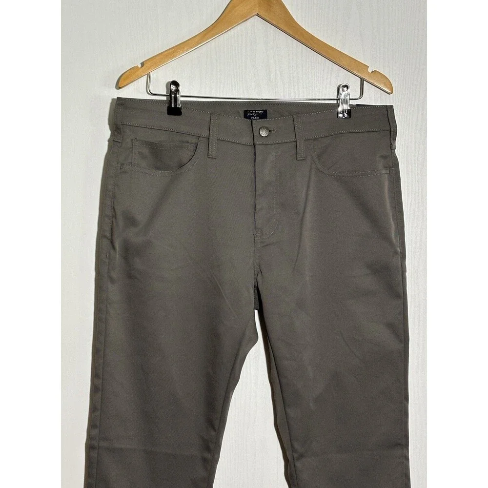 J.Crew Tech Pants Mens 33 30 Gray Slim Fit Flex Chino 5 Pocket Flat Front New