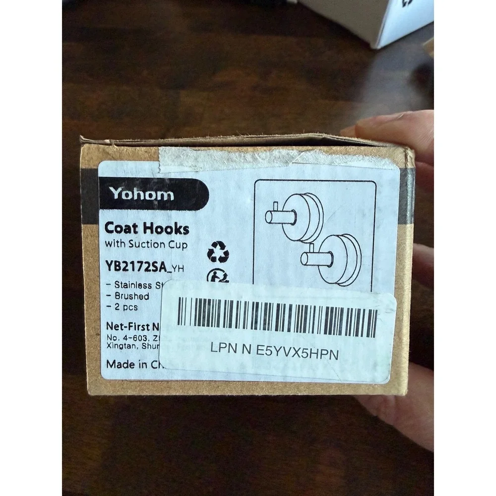 Brushed‎ Stainless Steel Suction Cup Coat Hooks 2-Pack Storage Organization