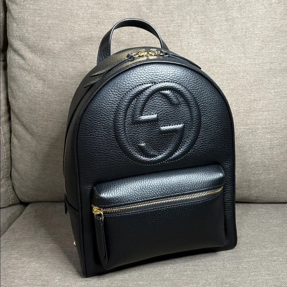 Gucci Soho Interlockcing GG Black Leather Backpack