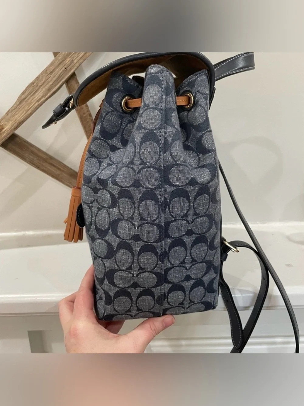 COACH Kleo Backpack in Signature Chambray + Matching Wallet