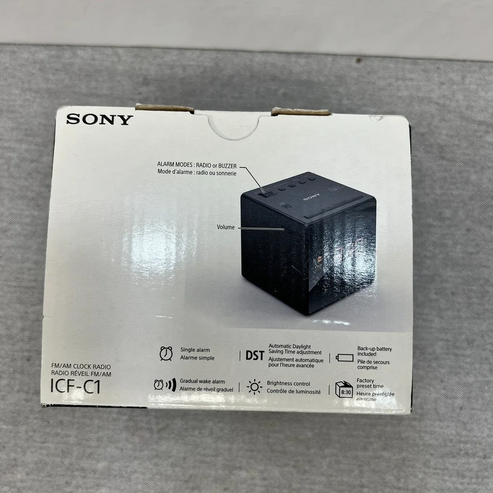 Sony ICF-C1 FM/AM‎ Clock Radio Black Alarm, Battery Backup, Compact NIB