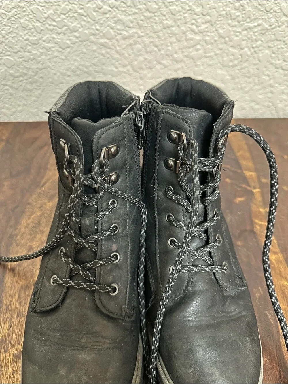 Cat & Jack Black Finch Lace-Up Kids Ankle Boots