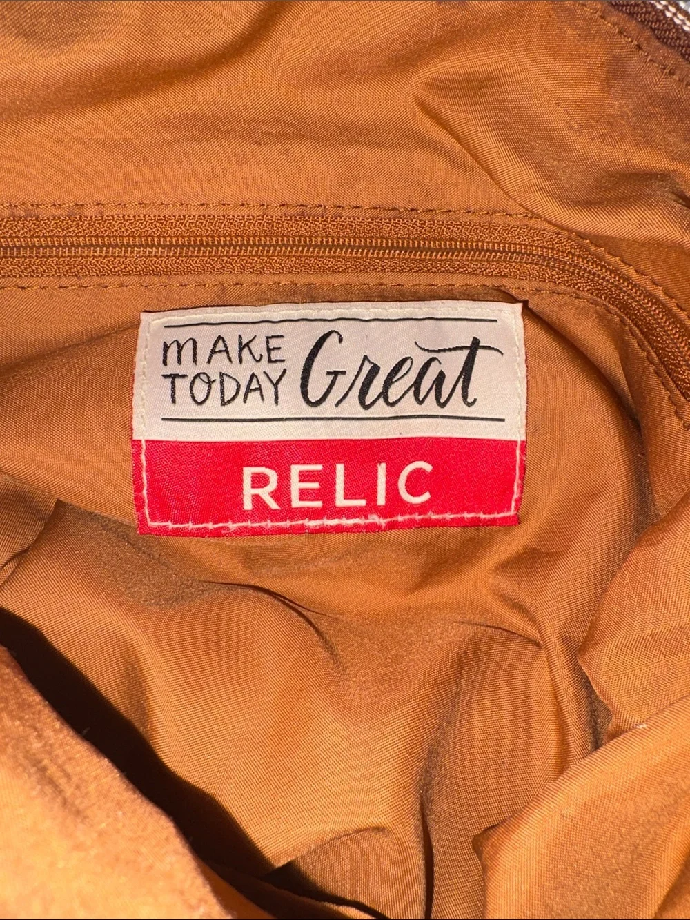 Relic - Denim - Blue Patterned Crossbody Bag w/ Tan Trim