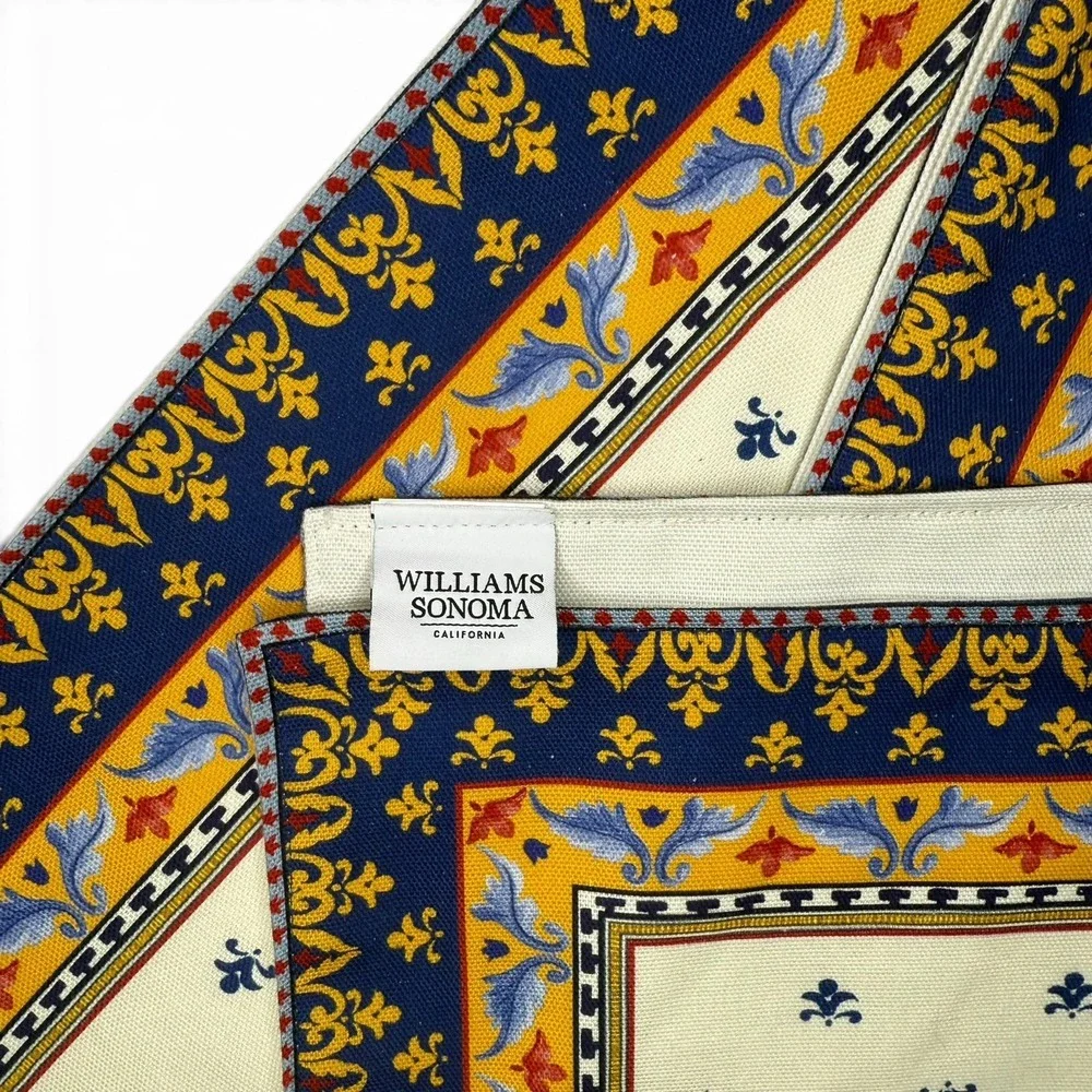 NWOT Williams Sonoma Sicily Mosaic 16x108 Table Runner Cotton European Floral