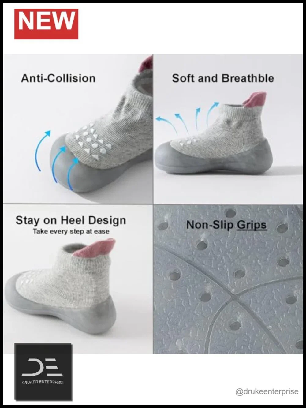 Baby Sock Shoes Toddler Walking Shoes Non-Slip Memory Foam Breathable Cotton